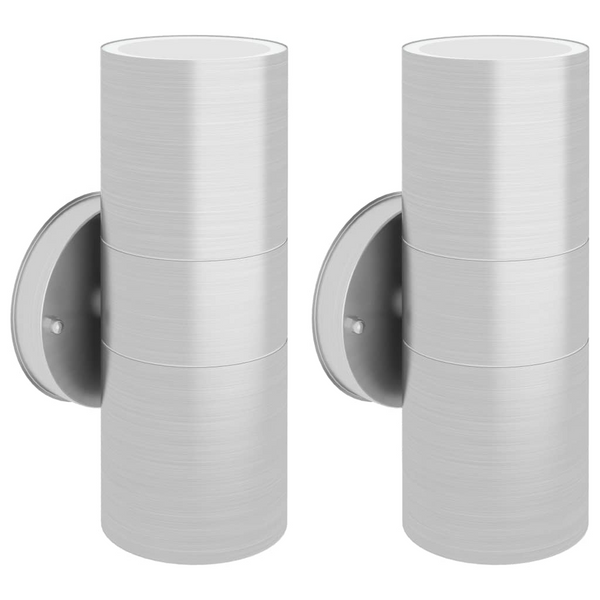 Stainless Steel Up//Down Outdoor Wall Lights Set of 2 - Modern Weatherproof Silver Finish - Premium  from Home Treasures - Just £43.99! Shop now at Home Treasures