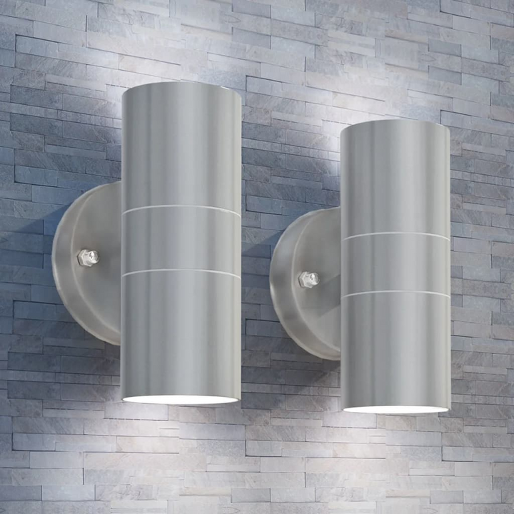 Outdoor Up/Down LED Wall Lights - Stainless Steel, Weatherproof, Modern Design, 2-Pack - Premium  from Home Treasures - Just £54.99! Shop now at Home Treasures