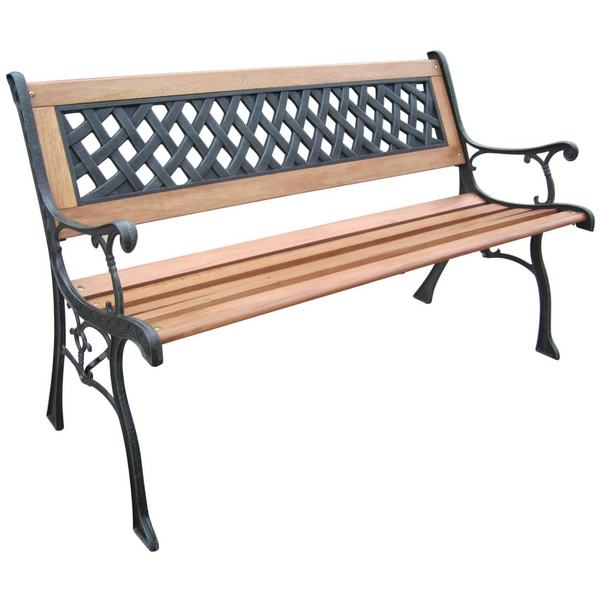 Vintage Traditional Style Garden Bench with Diamond-Patterned Backrest - Antique Charm and Weather Resistant Outdoor Furniture - Premium  from Home Treasures - Just £124.99! Shop now at Home Treasures