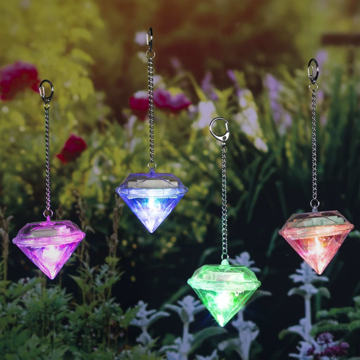 Solar Diamond Lights, Set of 4 - Multicolor Garden Decor with Hanging Hooks, 8 Hours Runtime - Premium  from Home Treasures - Just £21.99! Shop now at Home Treasures