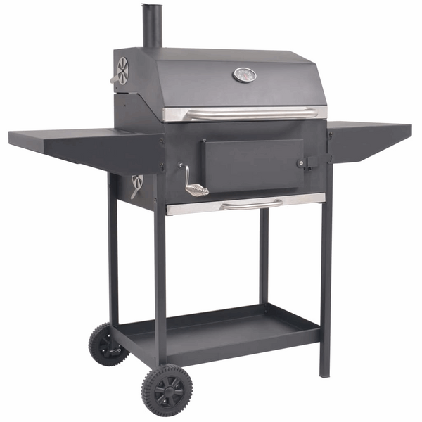 Premium BBQ Charcoal Smoker with Bottom Shelf and Side Tables - Black | Perfect for Outdoor Cooking, Grilling, and Smoking - Premium BBQ from Home Treasures - Just £299.99! Shop now at Home Treasures