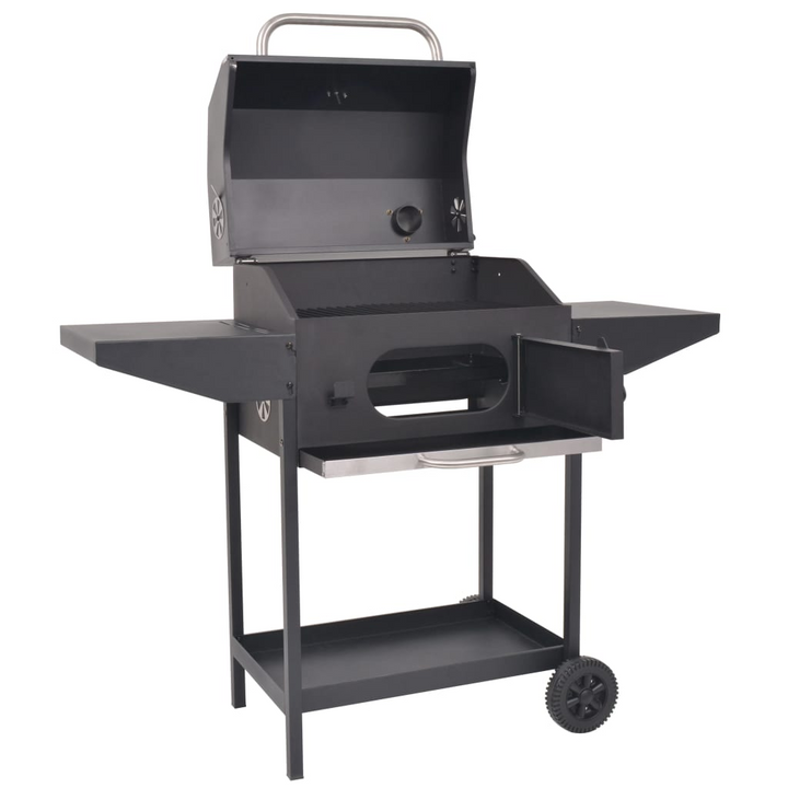 Premium BBQ Charcoal Smoker with Bottom Shelf and Side Tables - Black | Perfect for Outdoor Cooking, Grilling, and Smoking - Premium BBQ from Home Treasures - Just £291.99! Shop now at Home Treasures