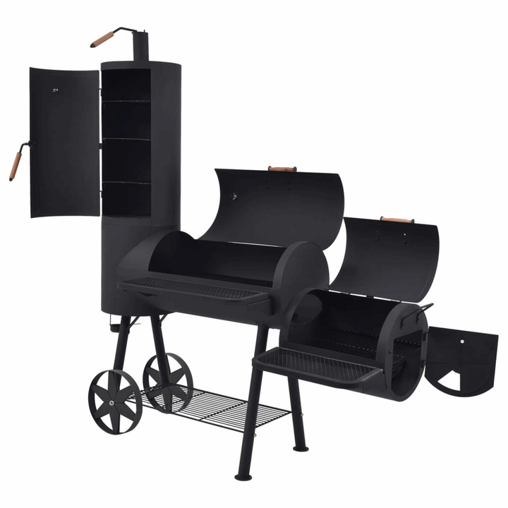 Heavy Duty BBQ Charcoal Smoker with Bottom Shelf - XXL Offset Smoker Grill, Black - Premium  from Home Treasures - Just £749.99! Shop now at Home Treasures