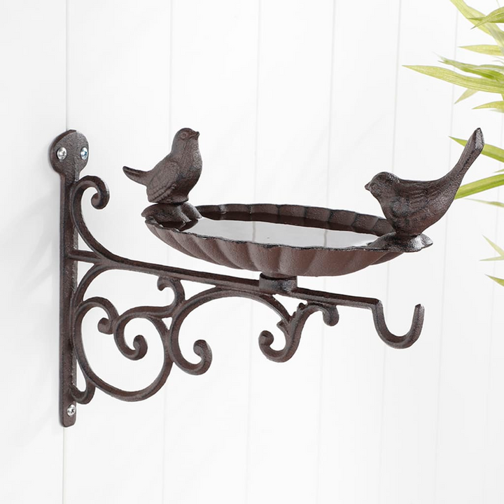 Decorative Cast Iron Wall Bird Feeder - Durable and Stylish Brown Bird Feeding Station - Premium  from Home Treasures - Just £25.99! Shop now at Home Treasures