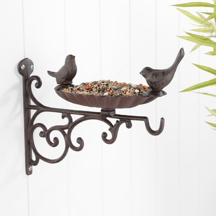 Decorative Cast Iron Wall Bird Feeder - Durable and Stylish Brown Bird Feeding Station - Premium  from Home Treasures - Just £25.99! Shop now at Home Treasures