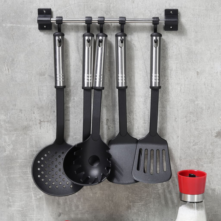 HI 6 Piece Kitchen Tool Set - Black and Silver | Durable Cooking Utensils with Stainless Steel Handles - Premium  from Home Treasures - Just £24.99! Shop now at Home Treasures