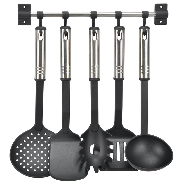 HI 6 Piece Kitchen Tool Set - Black and Silver | Durable Cooking Utensils with Stainless Steel Handles - Premium  from Home Treasures - Just £24.99! Shop now at Home Treasures