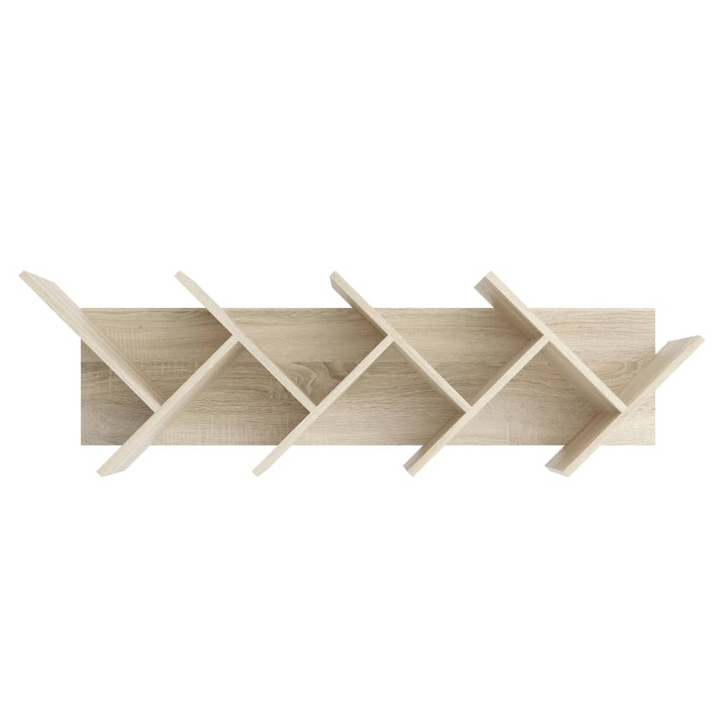 FMD Modern Hanging Geometric Bookshelf - Oak Finish, Wall-Mounted Design with 4 Unique Compartments - Premium  from Home Treasures - Just £82.99! Shop now at Home Treasures