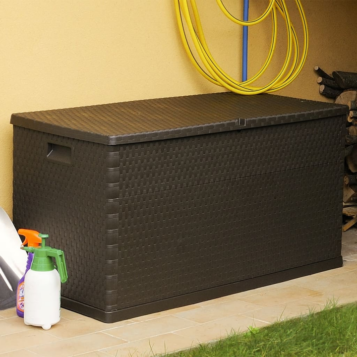 Garden Storage Box - Brown 120x56x63 cm, Durable PP Rattan Look, 420L Capacity, Indoor & Outdoor Use - Premium  from Home Treasures - Just £86.99! Shop now at Home Treasures