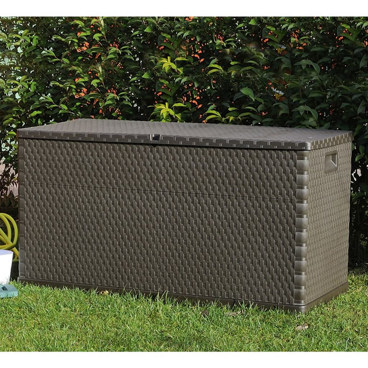 Garden Storage Box - Brown 120x56x63 cm, Durable PP Rattan Look, 420L Capacity, Indoor & Outdoor Use - Premium  from Home Treasures - Just £86.99! Shop now at Home Treasures