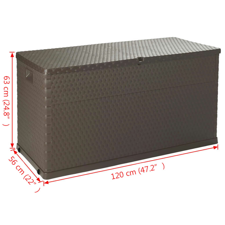 Garden Storage Box - Brown 120x56x63 cm, Durable PP Rattan Look, 420L Capacity, Indoor & Outdoor Use - Premium  from Home Treasures - Just £86.99! Shop now at Home Treasures