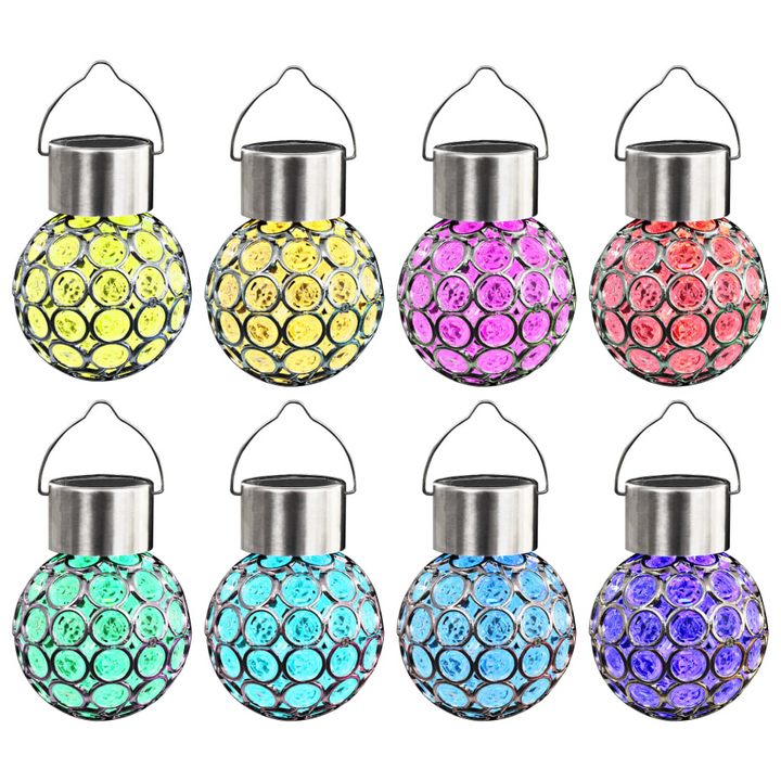 Hanging LED Solar Lights Set of 8 (RGB) - Colorful Outdoor Garden & Patio Lighting - Premium  from Home Treasures - Just £42.99! Shop now at Home Treasures