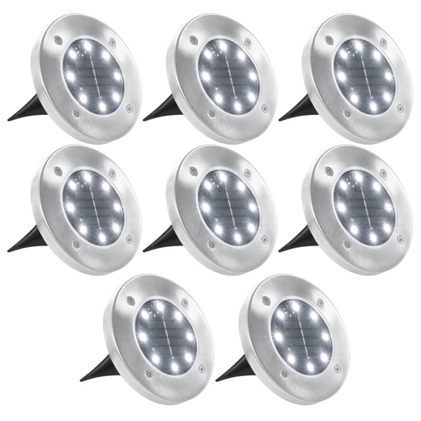 LED Solar Ground Lights, Set of 8, White - Waterproof, Energy-Saving, Outdoor Garden Path Lighting - Premium  from Home Treasures - Just £47.99! Shop now at Home Treasures