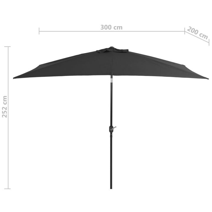 Outdoor Parasol with Tilt Function and Crank System, 300x200 cm, Anthracite - UV Protection & Durable Steel Pole - Premium  from Home Treasures - Just £64.99! Shop now at Home Treasures