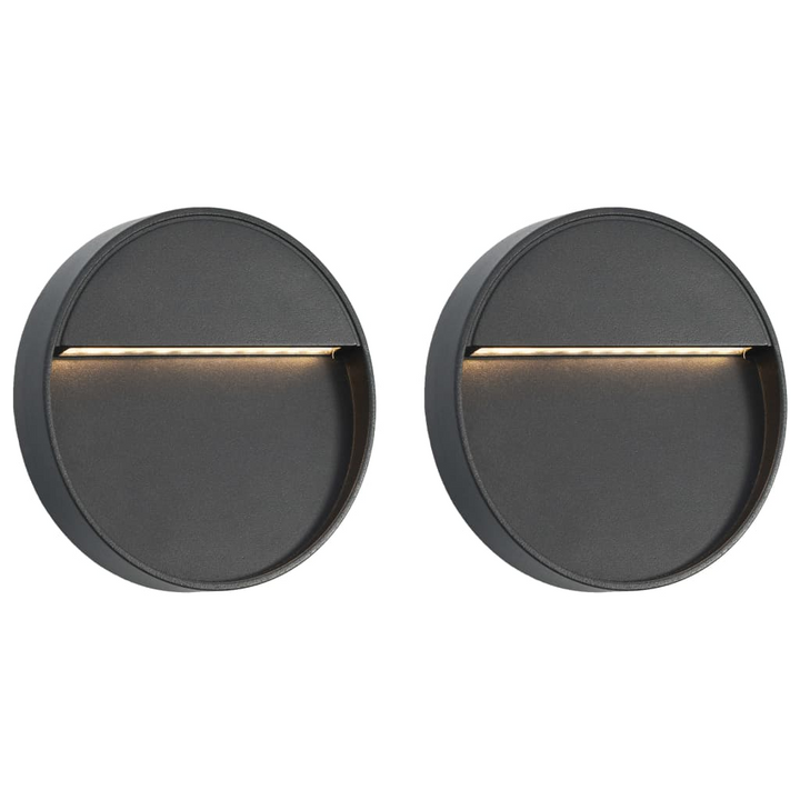 Round Outdoor LED Wall Lights in Black, Set of 2 - Weatherproof, Modern Design, Energy Efficient - Premium  from Home Treasures - Just £36.99! Shop now at Home Treasures