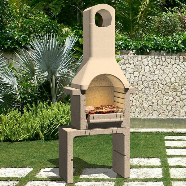 Premium Concrete Charcoal BBQ Stand with Adjustable Chimney & Side Table - Outdoor Grilling Station - Premium  from Home Treasures - Just £1047.99! Shop now at Home Treasures