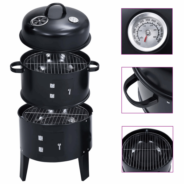 3-in-1 Charcoal Smoker BBQ Grill - 40 x 80cm, Ideal for Grilling, Smoking, and Cooking - Premium  from Home Treasures - Just £82.99! Shop now at Home Treasures