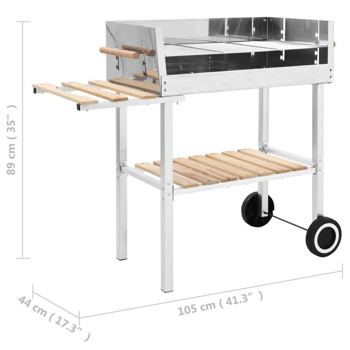 XXL Trolley Charcoal BBQ Grill Stainless Steel with 2 Shelves - Outdoor Cooking at its Finest - Premium  from Home Treasures - Just £132.99! Shop now at Home Treasures