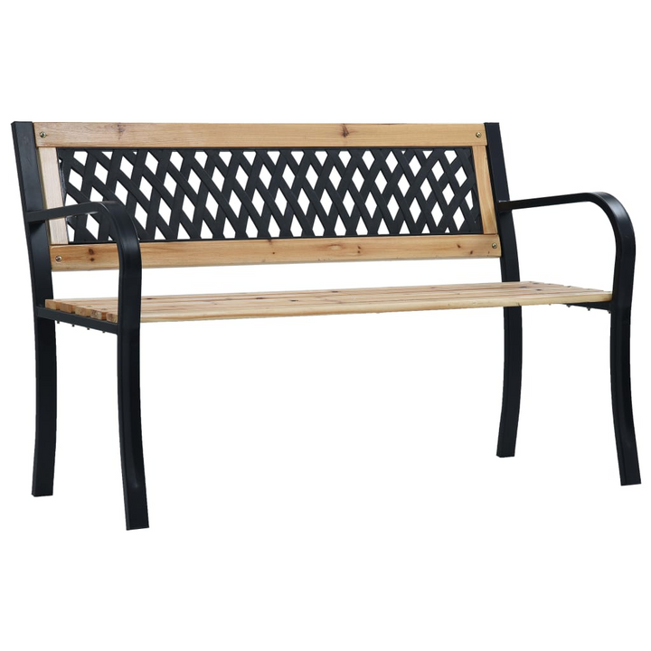 Elegant Diamond Patterned Garden Bench - 120 x 53 x 77 cm | Durable Wood & Steel Frame | Weather-Resistant Outdoor Seating - Premium  from Home Treasures - Just £89.99! Shop now at Home Treasures