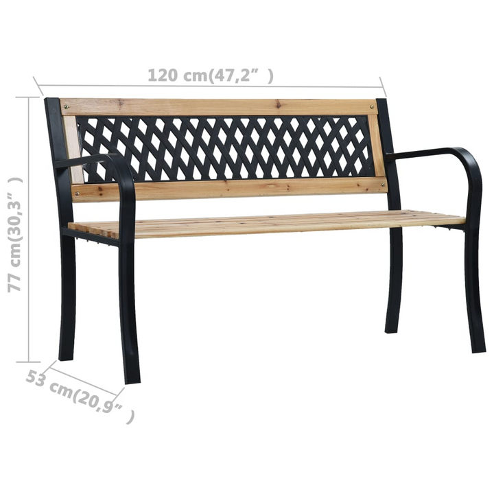 Elegant Diamond Patterned Garden Bench - 120 x 53 x 77 cm | Durable Wood & Steel Frame | Weather-Resistant Outdoor Seating - Premium  from Home Treasures - Just £89.99! Shop now at Home Treasures