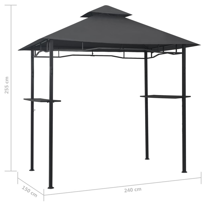 Heavy Duty BBQ Gazebo 240 x 150 x 255cm, Steel Frame, Double Roof, Weather-Resistant and Fire-Retardant Fabric in Anthracite - Premium  from Home Treasures - Just £223.99! Shop now at Home Treasures