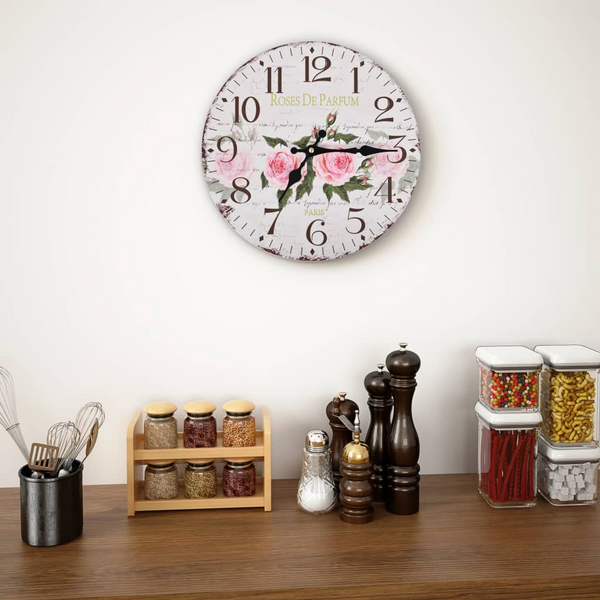 Vintage Wall Clock (Flower) - Retro Style, Large Dial, Multicolour, 30 cm Diameter, Perfect for Kitchen or Living Room Decor - Premium  from Home Treasures - Just £17.99! Shop now at Home Treasures