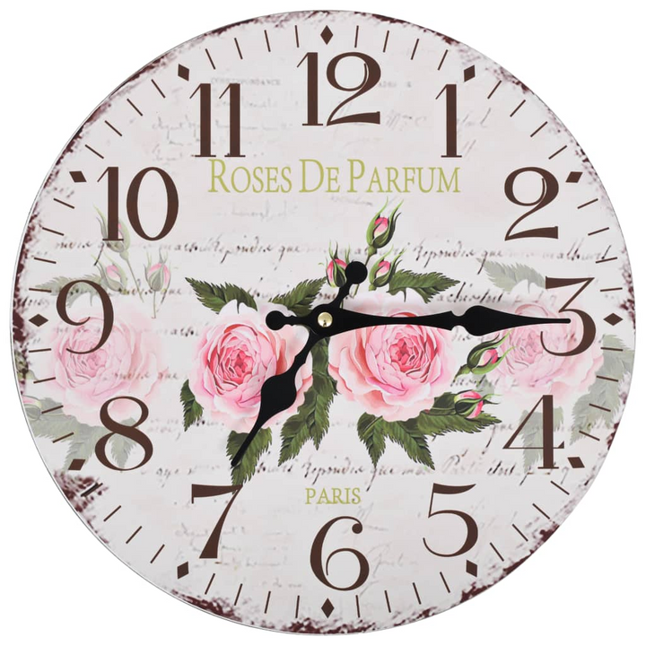 Vintage Wall Clock (Flower) - Retro Style, Large Dial, Multicolour, 30 cm Diameter, Perfect for Kitchen or Living Room Decor - Premium  from Home Treasures - Just £17.99! Shop now at Home Treasures