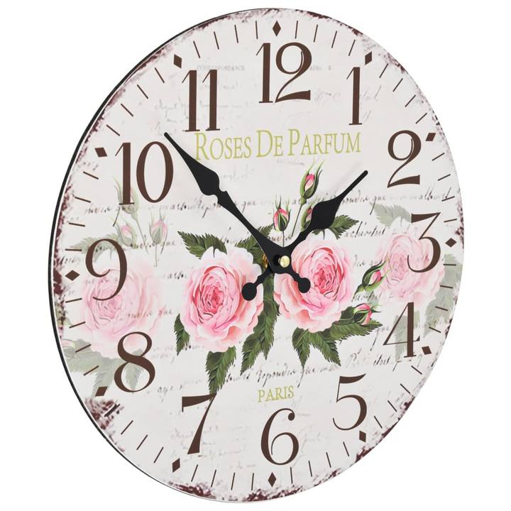 Vintage Wall Clock (Flower) - Retro Style, Large Dial, Multicolour, 30 cm Diameter, Perfect for Kitchen or Living Room Decor - Premium  from Home Treasures - Just £17.99! Shop now at Home Treasures