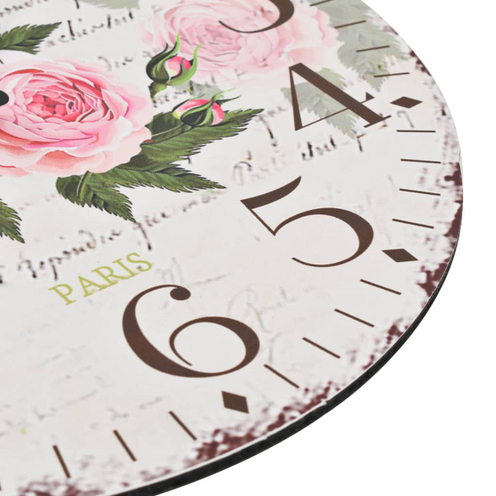 Vintage Wall Clock (Flower) - Retro Style, Large Dial, Multicolour, 30 cm Diameter, Perfect for Kitchen or Living Room Decor - Premium  from Home Treasures - Just £17.99! Shop now at Home Treasures