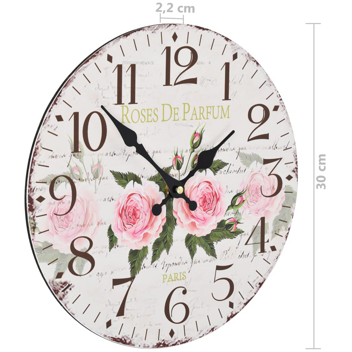 Vintage Wall Clock (Flower) - Retro Style, Large Dial, Multicolour, 30 cm Diameter, Perfect for Kitchen or Living Room Decor - Premium  from Home Treasures - Just £17.99! Shop now at Home Treasures