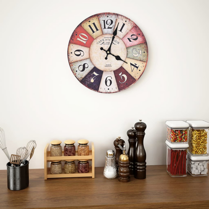 Vintage Colourful Wall Clock – Retro Style, Large Dial, High Durability – Perfect Home Decor Piece - Premium  from Home Treasures - Just £20.99! Shop now at Home Treasures