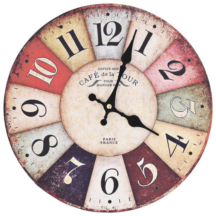 Vintage Colourful Wall Clock – Retro Style, Large Dial, High Durability – Perfect Home Decor Piece - Premium  from Home Treasures - Just £20.99! Shop now at Home Treasures