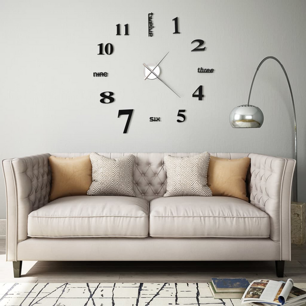 3D Wall Clock Modern Design 100 cm XXL Black - Premium  from Home Treasures - Just £18.99! Shop now at Home Treasures