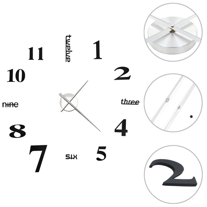 3D Wall Clock Modern Design 100 cm XXL Black - Premium  from Home Treasures - Just £18.99! Shop now at Home Treasures