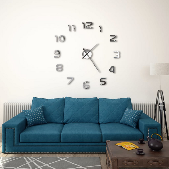 Elegant 3D Modern Wall Clock - Extra Large DIY Silver Design for Home & Office Décor - Premium  from Home Treasures - Just £19.99! Shop now at Home Treasures