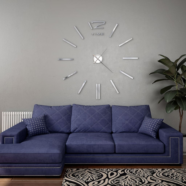 Elegant 3D Silver Wall Clock - Modern Design, Extra-Large DIY Decor - Premium  from Home Treasures - Just £21.99! Shop now at Home Treasures