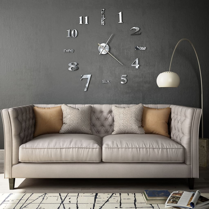 Stylish Silver 3D Modern Wall Clock - Extra-Large DIY Wall Decoration - Premium  from Home Treasures - Just £21.99! Shop now at Home Treasures