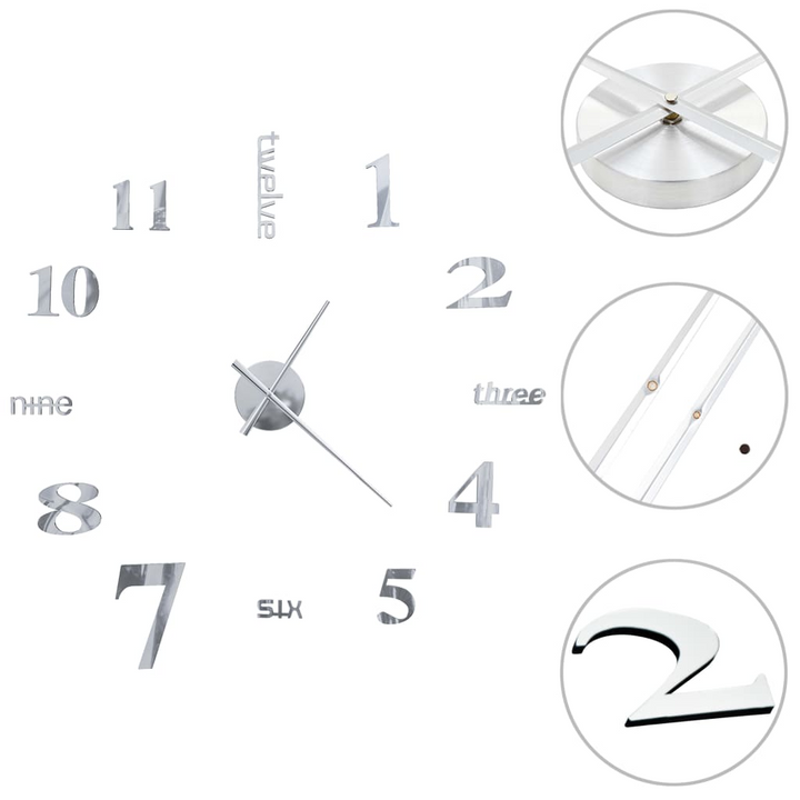 Stylish Silver 3D Modern Wall Clock - Extra-Large DIY Wall Decoration - Premium  from Home Treasures - Just £21.99! Shop now at Home Treasures