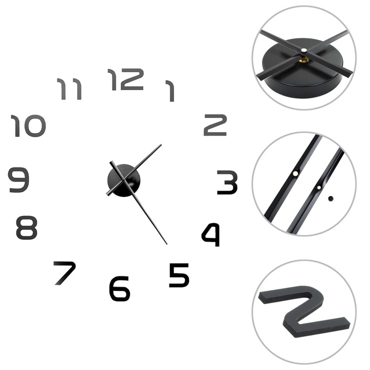 Sleek Modern Black 3D Wall Clock - Large DIY Design for Stylish Home Decor - Premium  from Home Treasures - Just £22.99! Shop now at Home Treasures