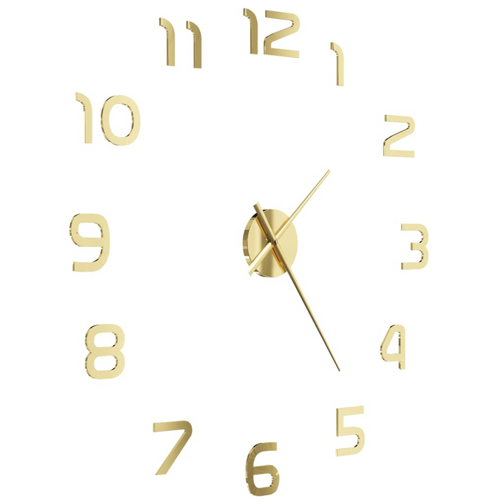 Elegant 3D Modern Wall Clock in Gold - Extra-Large DIY Home Decor - Premium Clocks from Home Treasures - Just £22.99! Shop now at Home Treasures