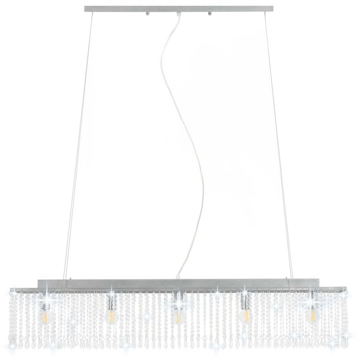 Elegant Crystal Beaded Light (Silver) - Adjustable Hanging Lamp for Dining & Living Rooms - Premium  from Home Treasures - Just £101.99! Shop now at Home Treasures