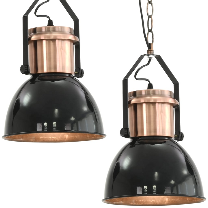 Modern Black Round Pendant Ceiling Lamp Set, 2 pcs - Stylish E27 Metal Lighting Fixtures for Home & Commercial Spaces - Premium  from Home Treasures - Just £99.99! Shop now at Home Treasures