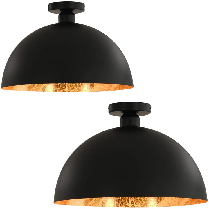 Elegant Ceiling Lamps - Set of 2 in Black and Gold, Semi-Spherical Design, E27 Socket - Premium  from Home Treasures - Just £81.99! Shop now at Home Treasures