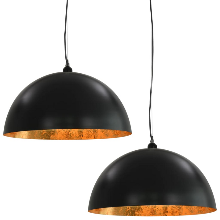 Elegant Black and Gold Semi-Spherical Ceiling Lamps - Set of 2 (50 cm, E27) - Premium  from Home Treasures - Just £160.99! Shop now at Home Treasures