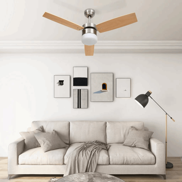 Modern Light Brown Ceiling Fan with Remote Control, 3-Speed Settings, and Built-in Light - 108cm Diameter - Premium  from Home Treasures - Just £156.99! Shop now at Home Treasures