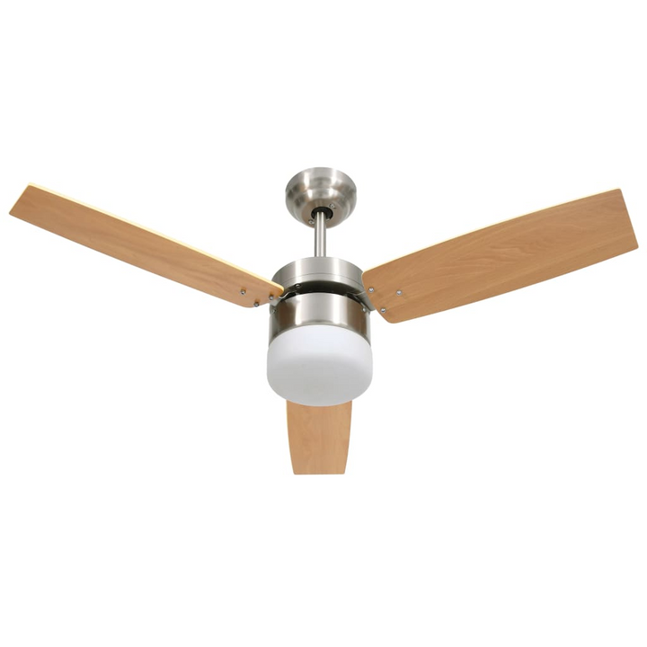 Modern Light Brown Ceiling Fan with Remote Control, 3-Speed Settings, and Built-in Light - 108cm Diameter - Premium  from Home Treasures - Just £156.99! Shop now at Home Treasures