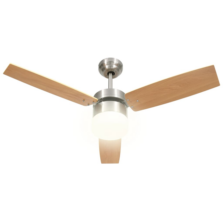 Modern Light Brown Ceiling Fan with Remote Control, 3-Speed Settings, and Built-in Light - 108cm Diameter - Premium  from Home Treasures - Just £156.99! Shop now at Home Treasures