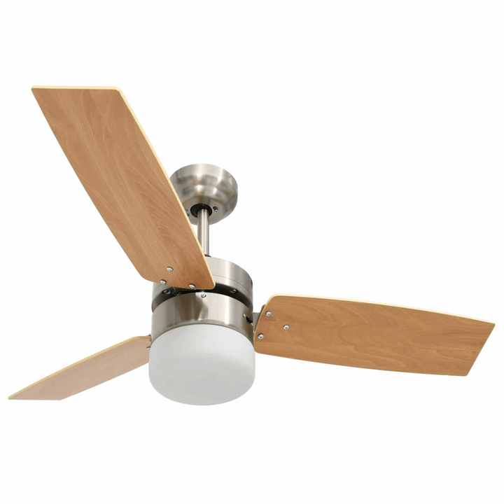 Modern Light Brown Ceiling Fan with Remote Control, 3-Speed Settings, and Built-in Light - 108cm Diameter - Premium  from Home Treasures - Just £156.99! Shop now at Home Treasures