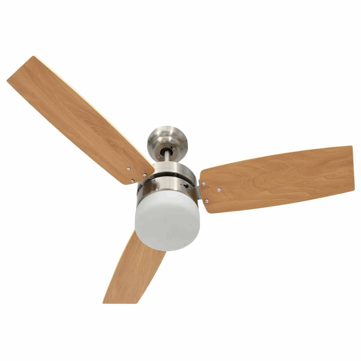 Modern Light Brown Ceiling Fan with Remote Control, 3-Speed Settings, and Built-in Light - 108cm Diameter - Premium  from Home Treasures - Just £156.99! Shop now at Home Treasures