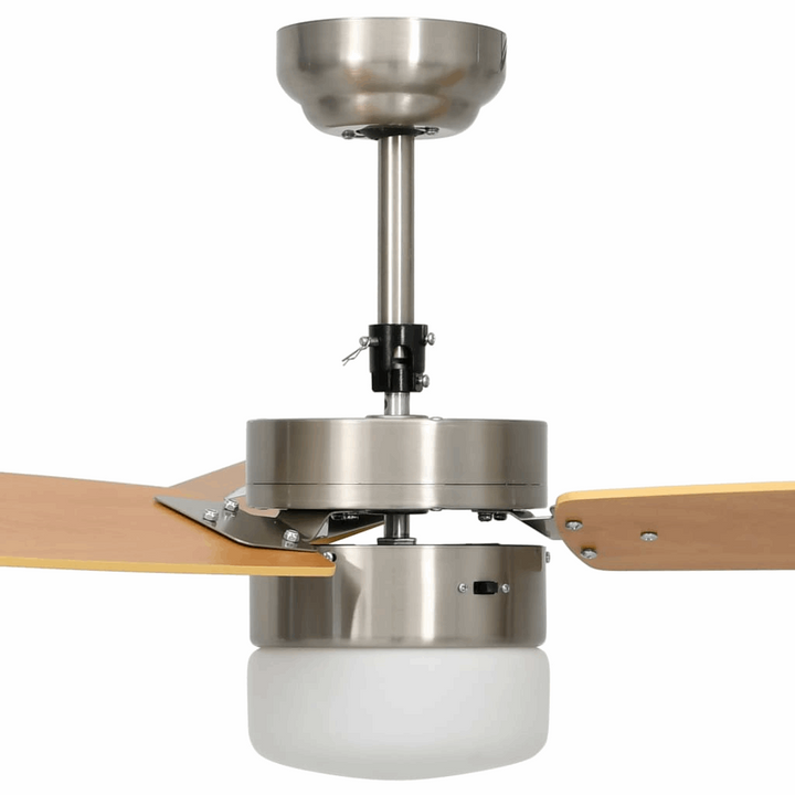 Modern Light Brown Ceiling Fan with Remote Control, 3-Speed Settings, and Built-in Light - 108cm Diameter - Premium  from Home Treasures - Just £156.99! Shop now at Home Treasures